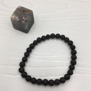 HANDCRAFTED Black Lava Stretch Bracelet